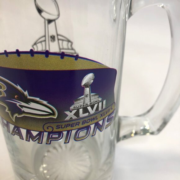 Baltimore Ravens Super Bowl‎ 47 XLVII Champs Champion 6" Pint Glass - Picture 3 of 9